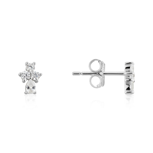Argento Silver Cross CZ Stacking Earrings