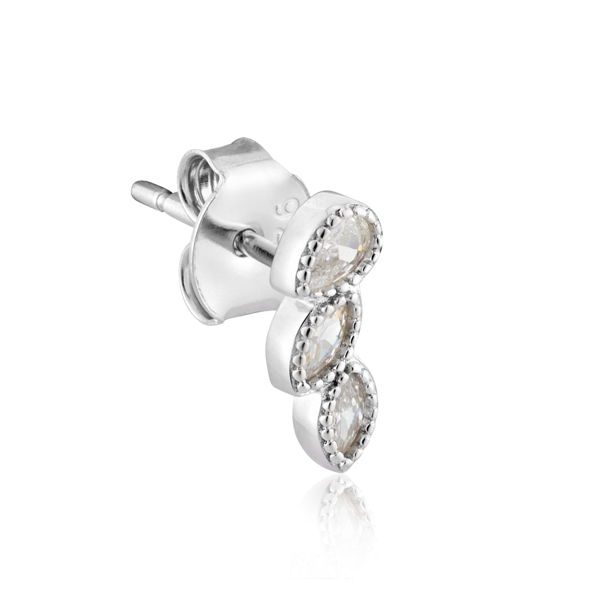Argento Silver Floral Mini Crawl Stud Earrings