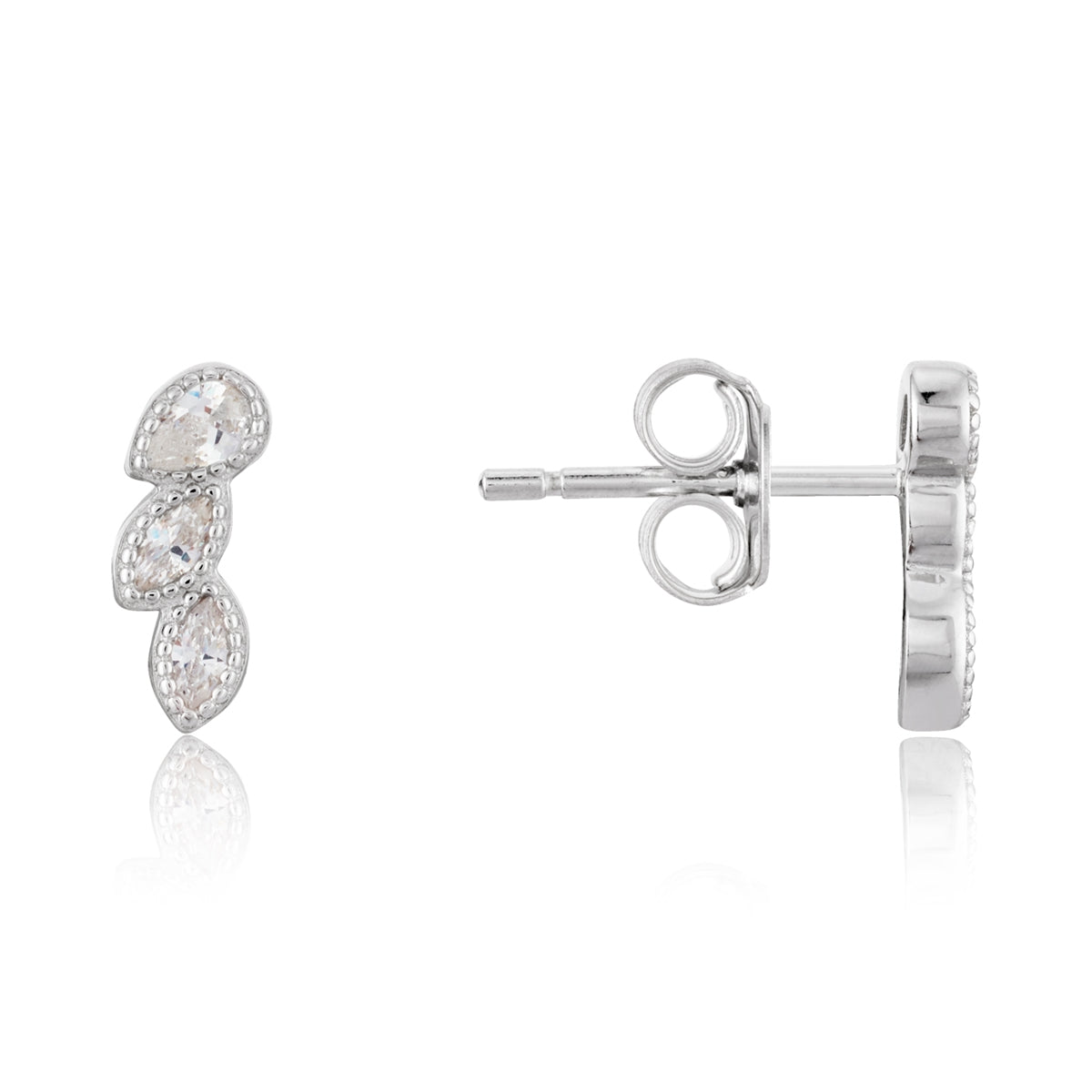 Argento Silver Floral Mini Crawl Stud Earrings