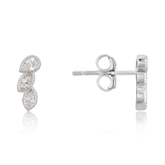 Argento Silver Floral Mini Crawl Stud Earrings