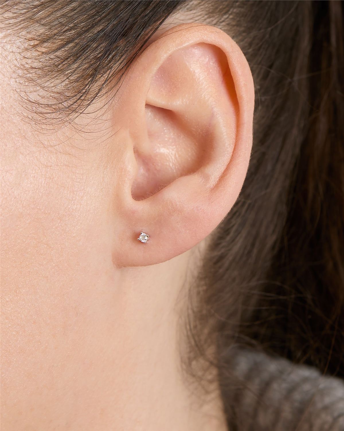Argento Silver Simple CZ Stud Earrings