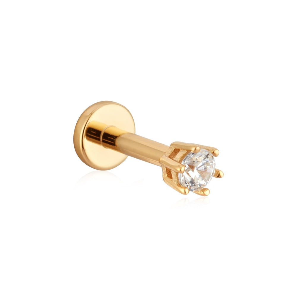 Argento Gold Single Mini CZ Flat Back Earrings