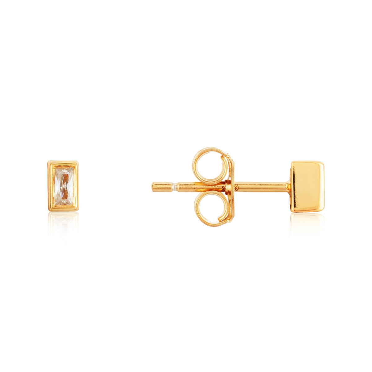 Argento Gold Baguette CZ Mini Stud Earrings