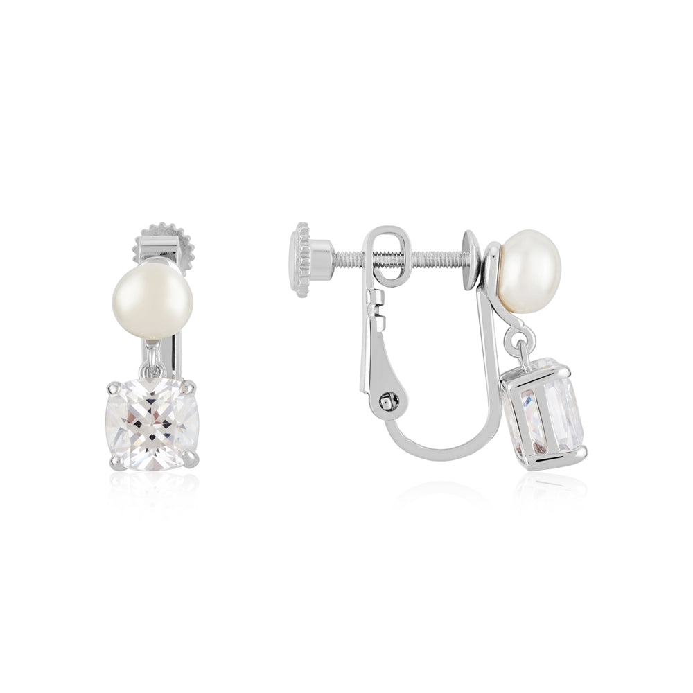 Argento Silver Pearl Clip On Earrings