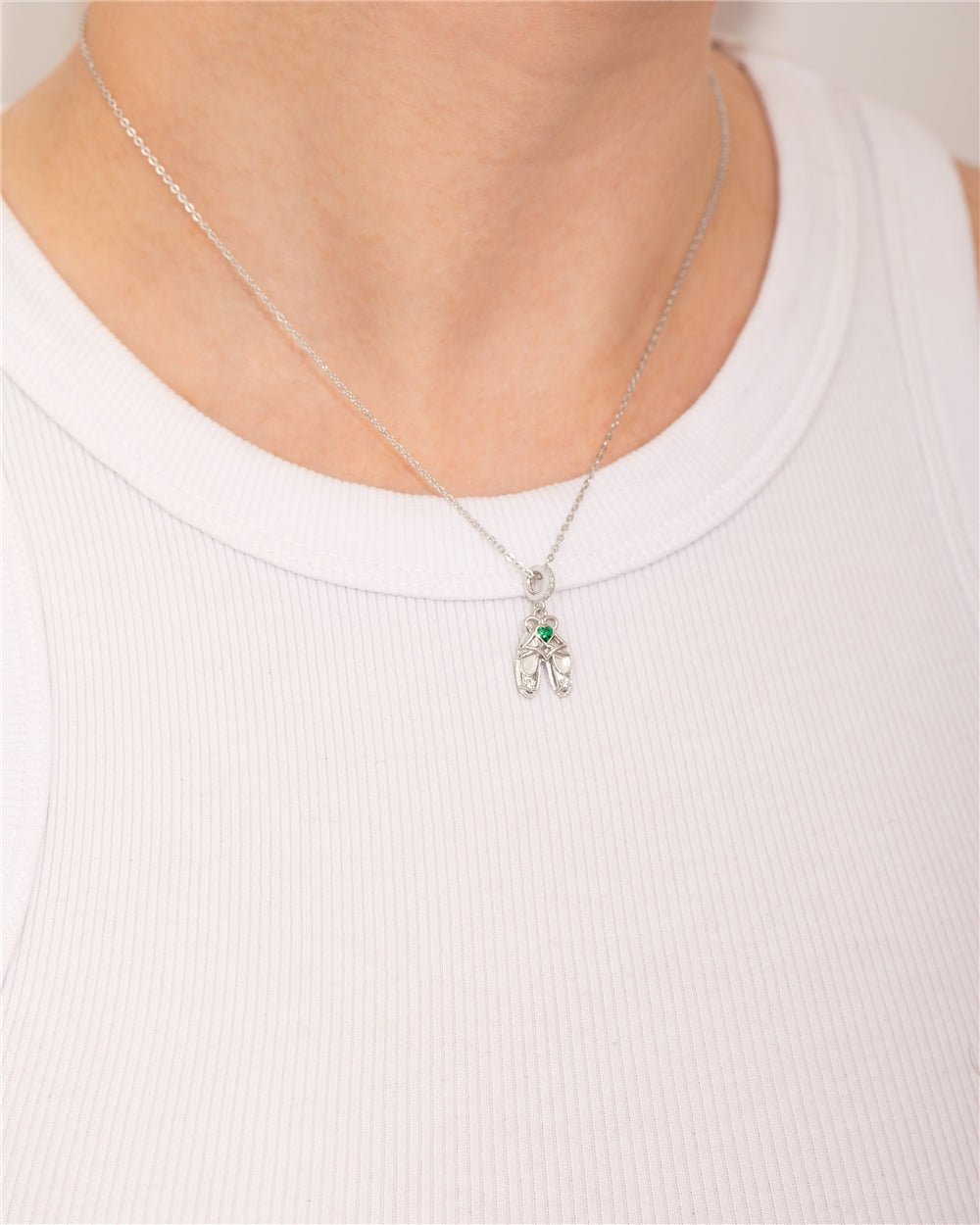 Argento Silver Celtic Green Dance Shoes Necklace