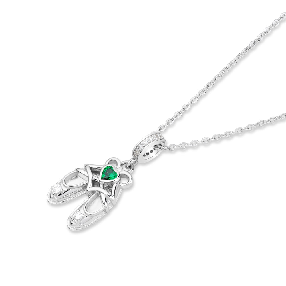 Argento Silver Celtic Green Dance Shoes Necklace
