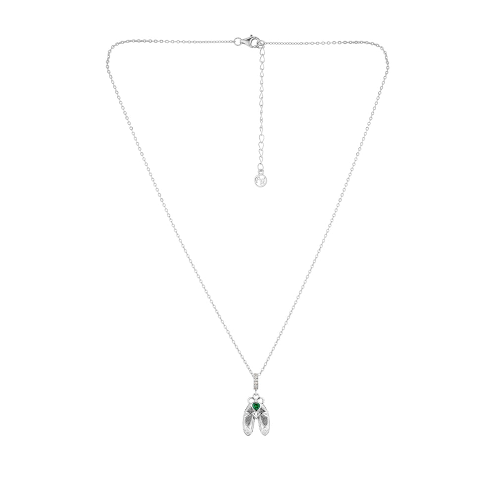 Argento Silver Celtic Green Dance Shoes Necklace
