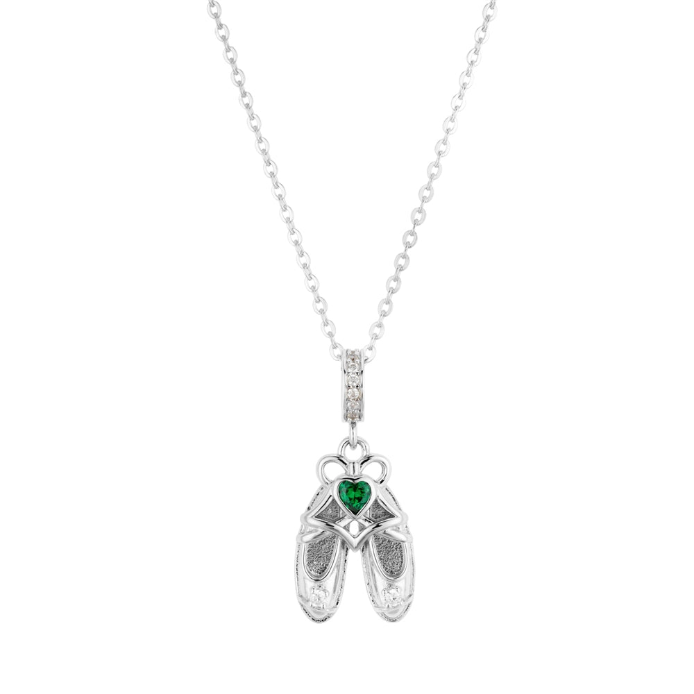 Argento Silver Celtic Green Dance Shoes Necklace