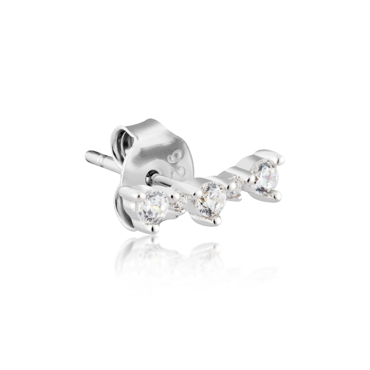 Argento Silver Triple Mini CZ Earrings