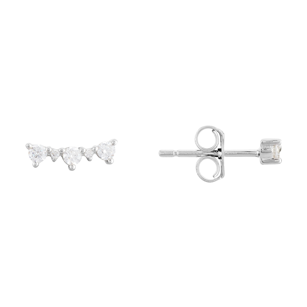 Argento Silver Triple Mini CZ Earrings