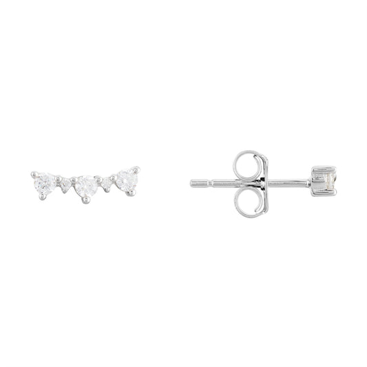 Argento Silver Triple Mini CZ Earrings