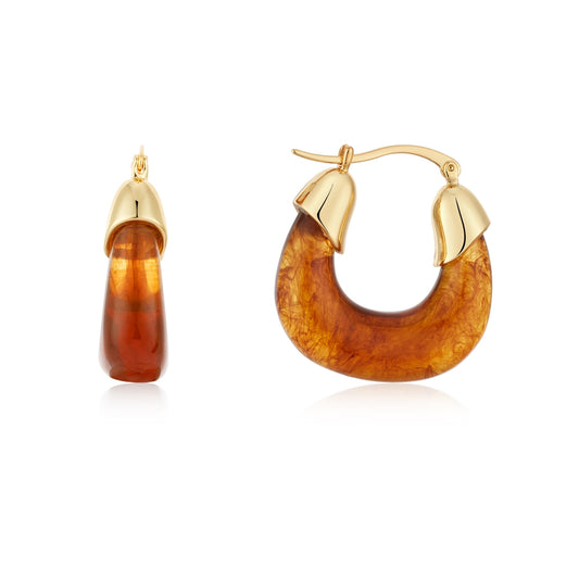 August Woods Gold Brown Creole Hoop Earrings