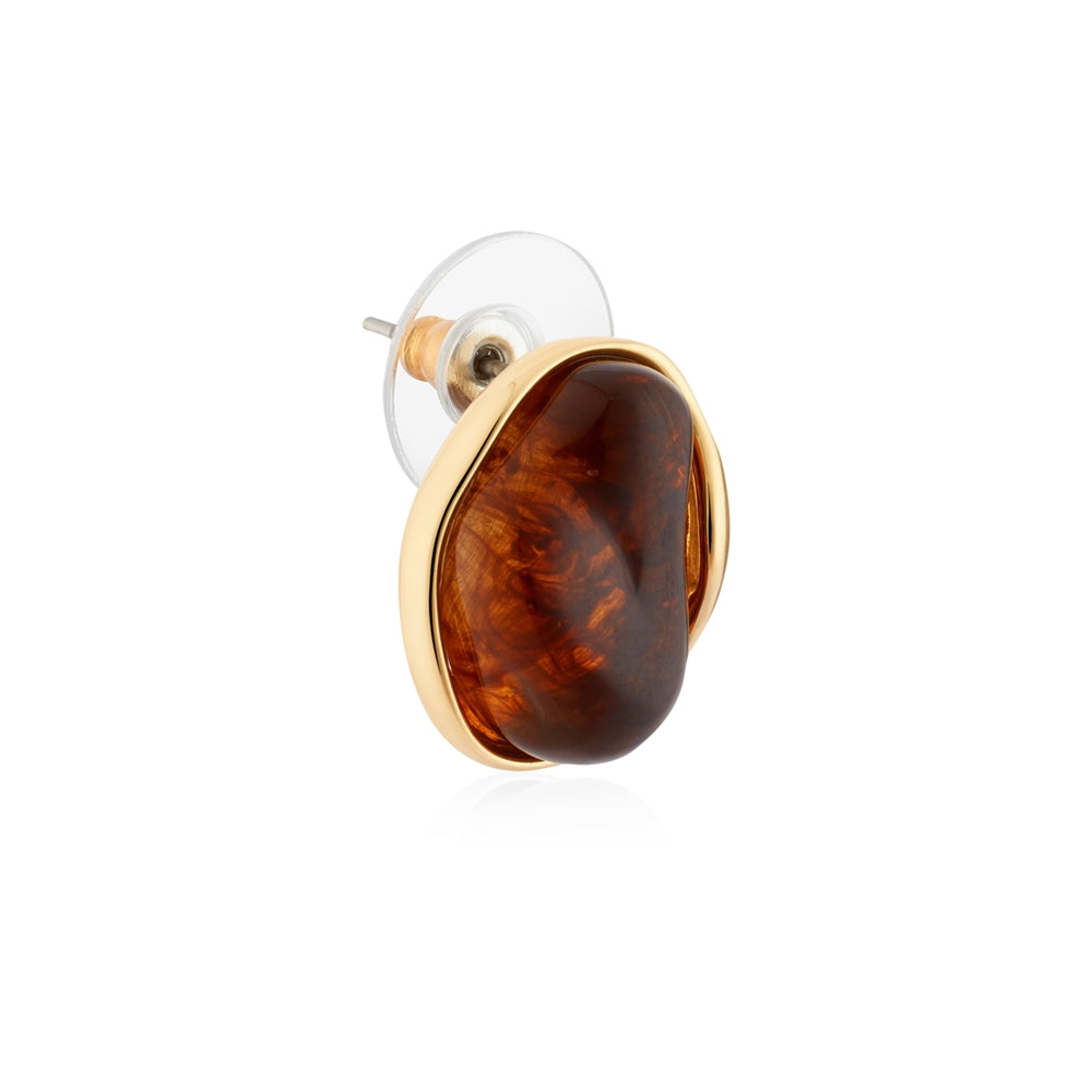 August Woods Gold Brown Molten Stud Earrings