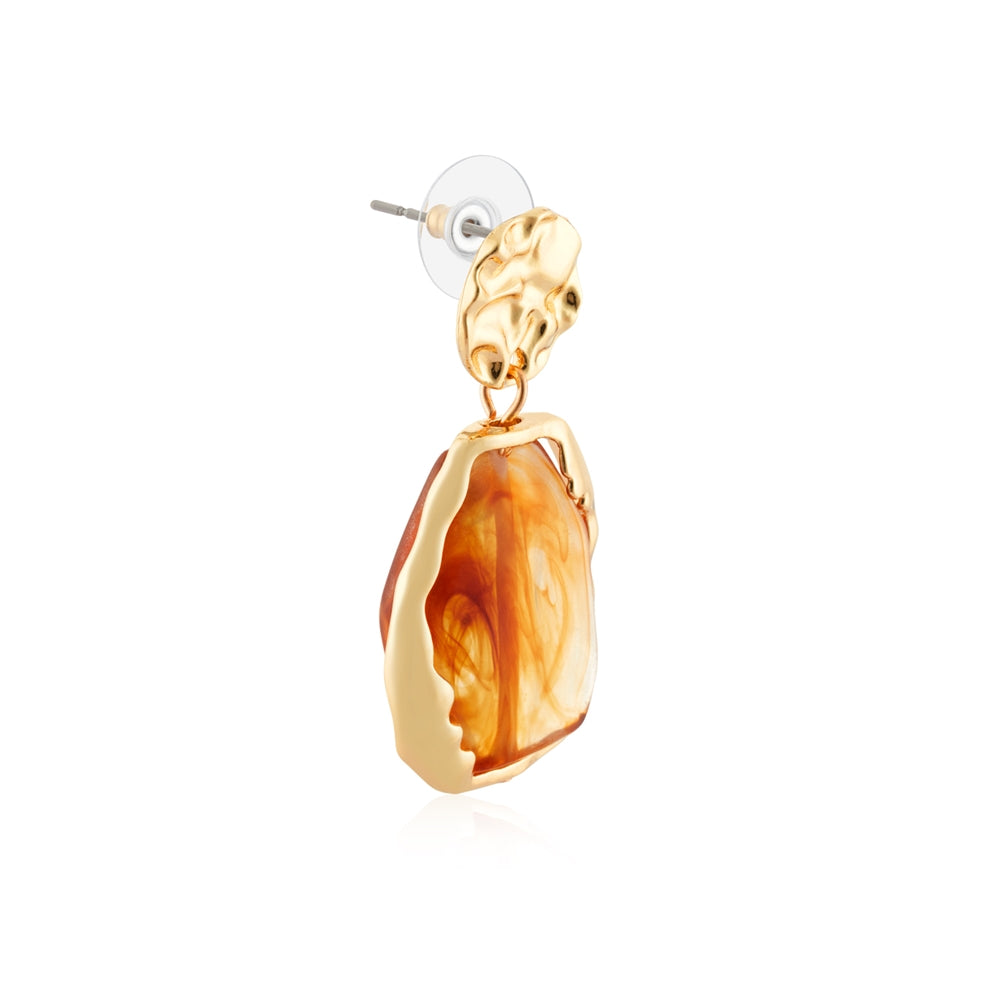 August Woods Gold Brown Molten Drop Earrings