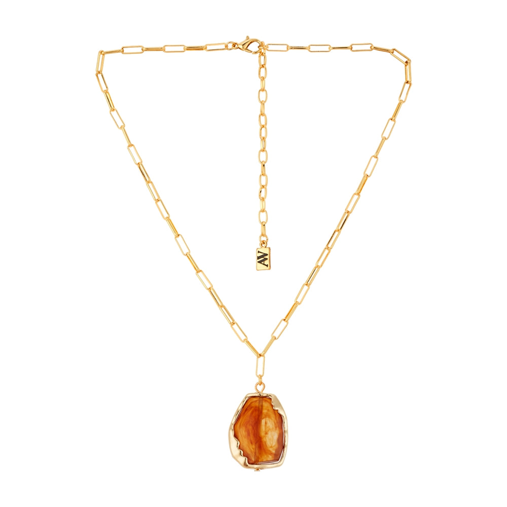 August Woods Gold Brown Molten Stone Necklace