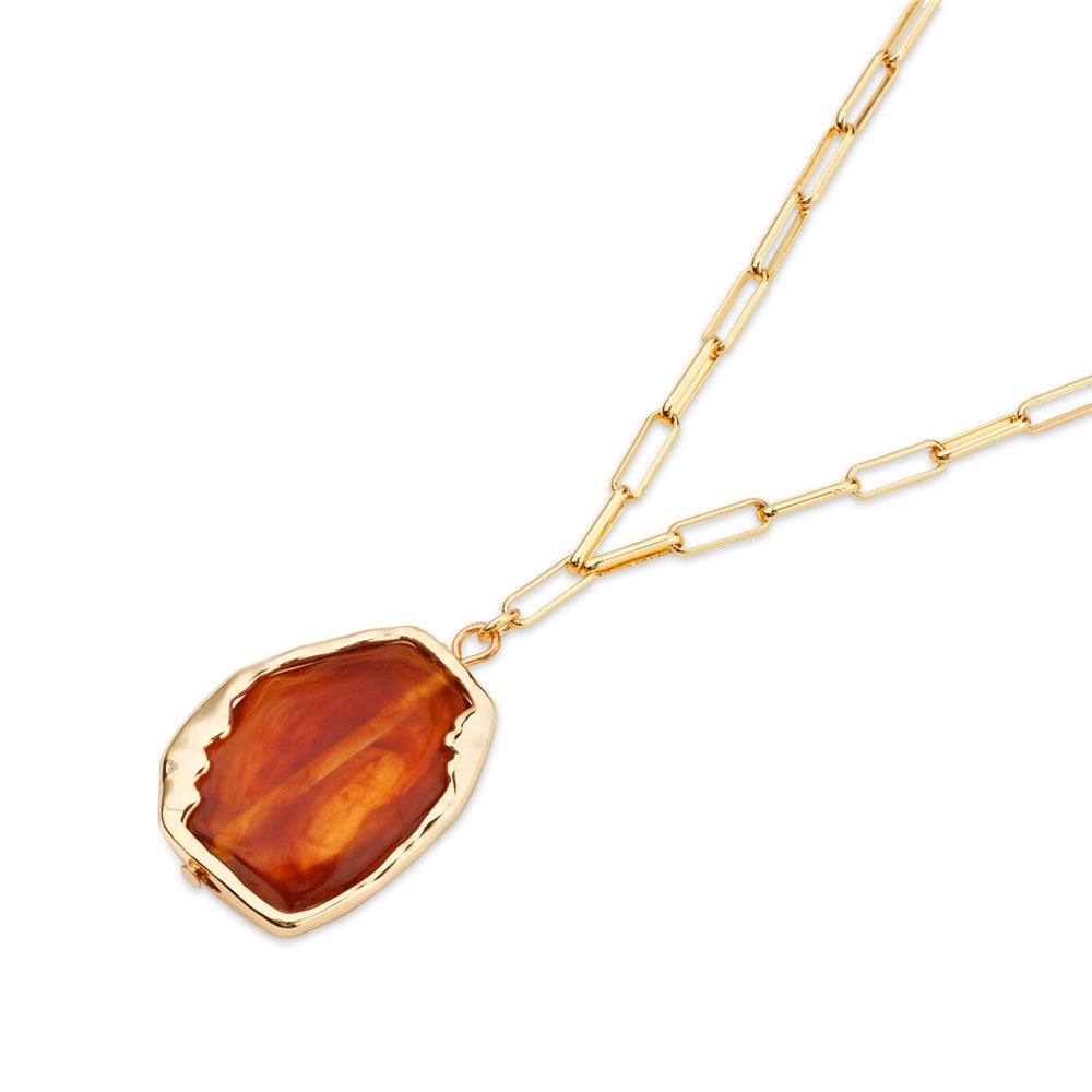 August Woods Gold Brown Molten Stone Necklace