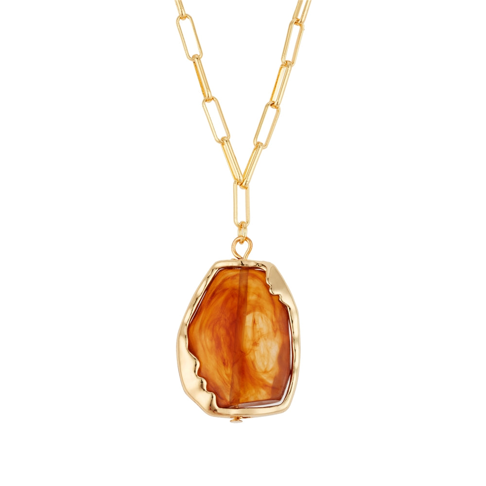 August Woods Gold Brown Molten Stone Necklace
