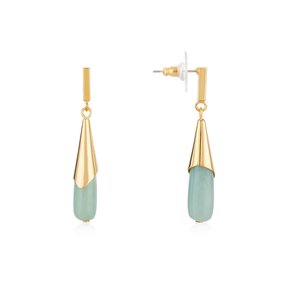 August Woods Gold Light Blue Stone Drop Earrings