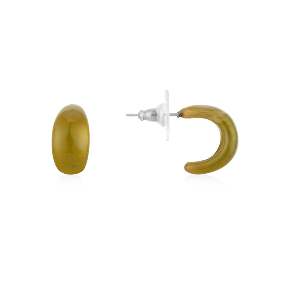 August Woods Gold Green Stone Hoop Earrings