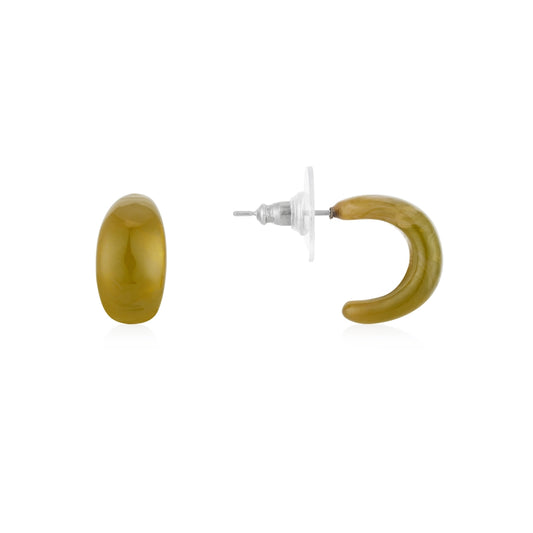 August Woods Gold Green Stone Hoop Earrings
