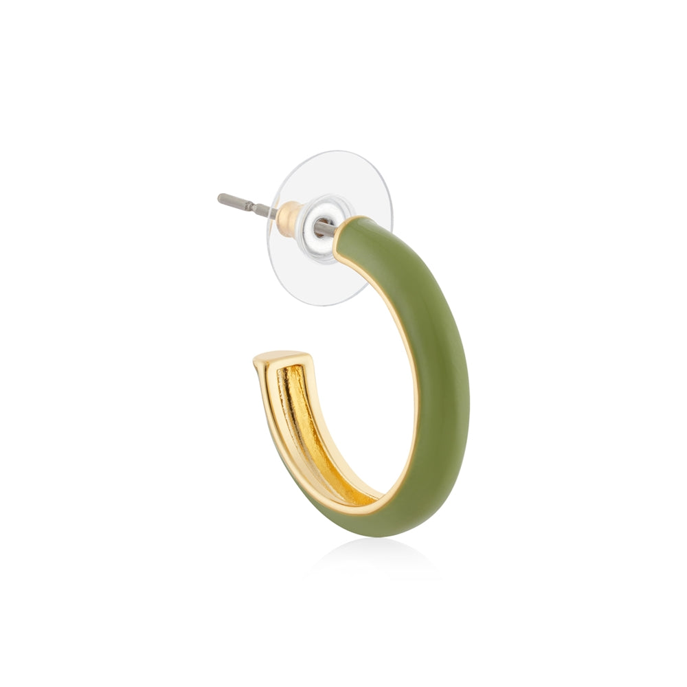 August Woods Gold Light Green Enamel Earrings