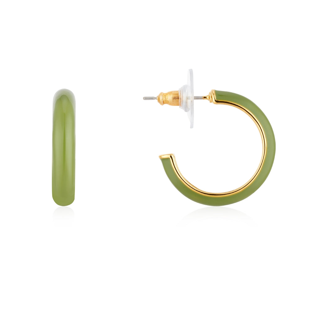 August Woods Gold Light Green Enamel Earrings