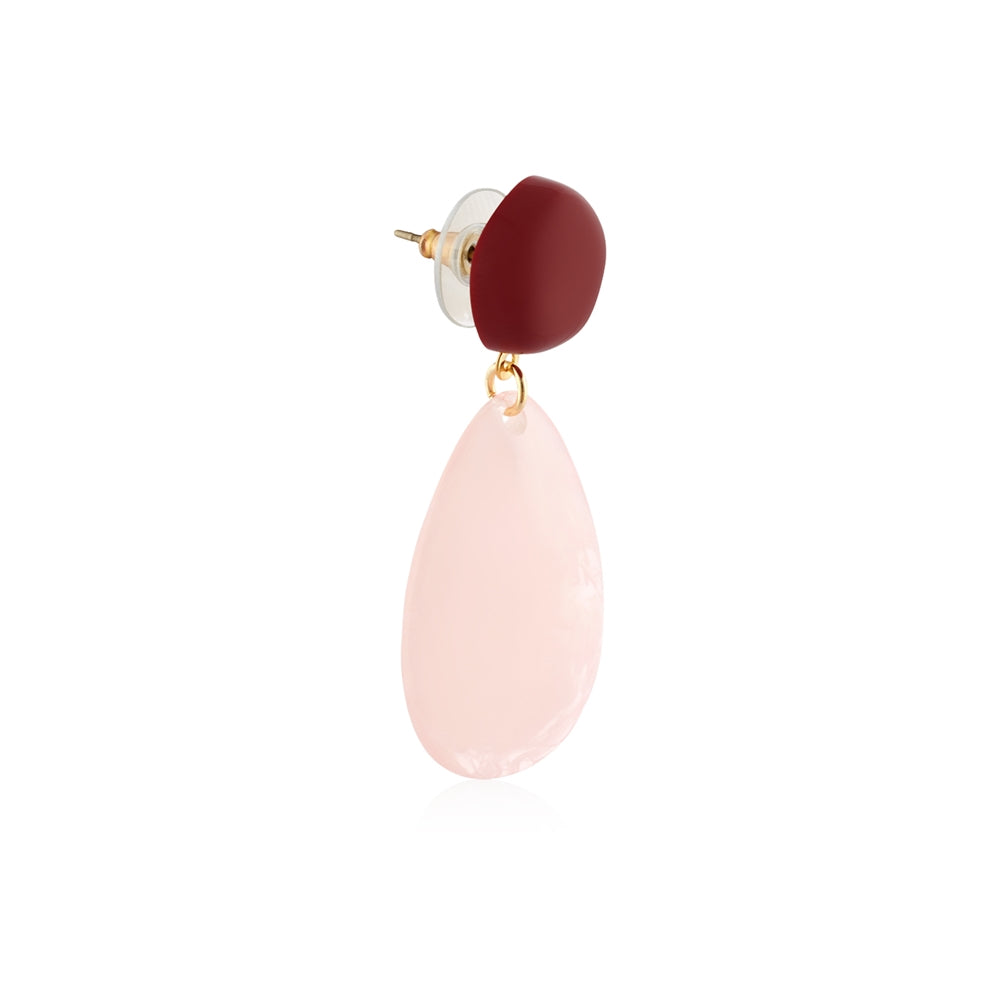 August Woods Gold Pink Red Stone Drop Earrings
