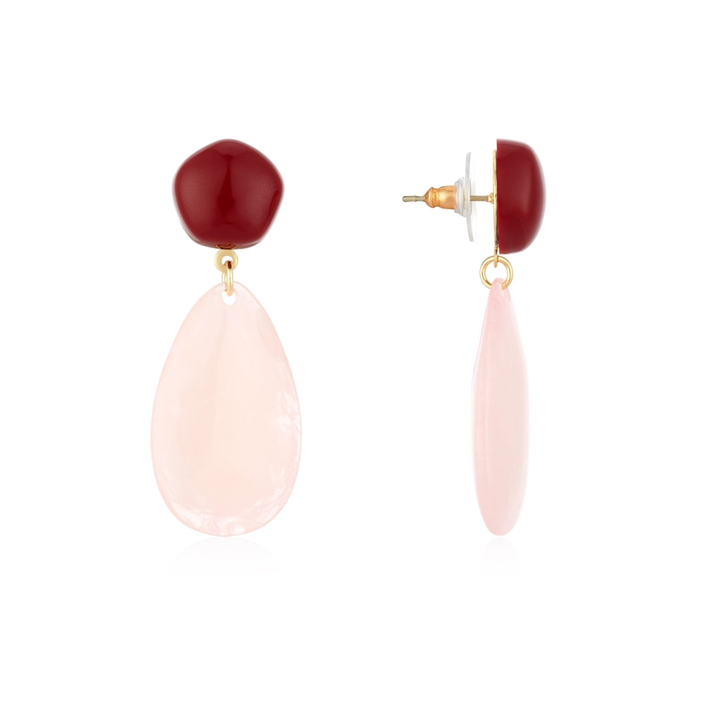 August Woods Gold Pink Red Stone Drop Earrings