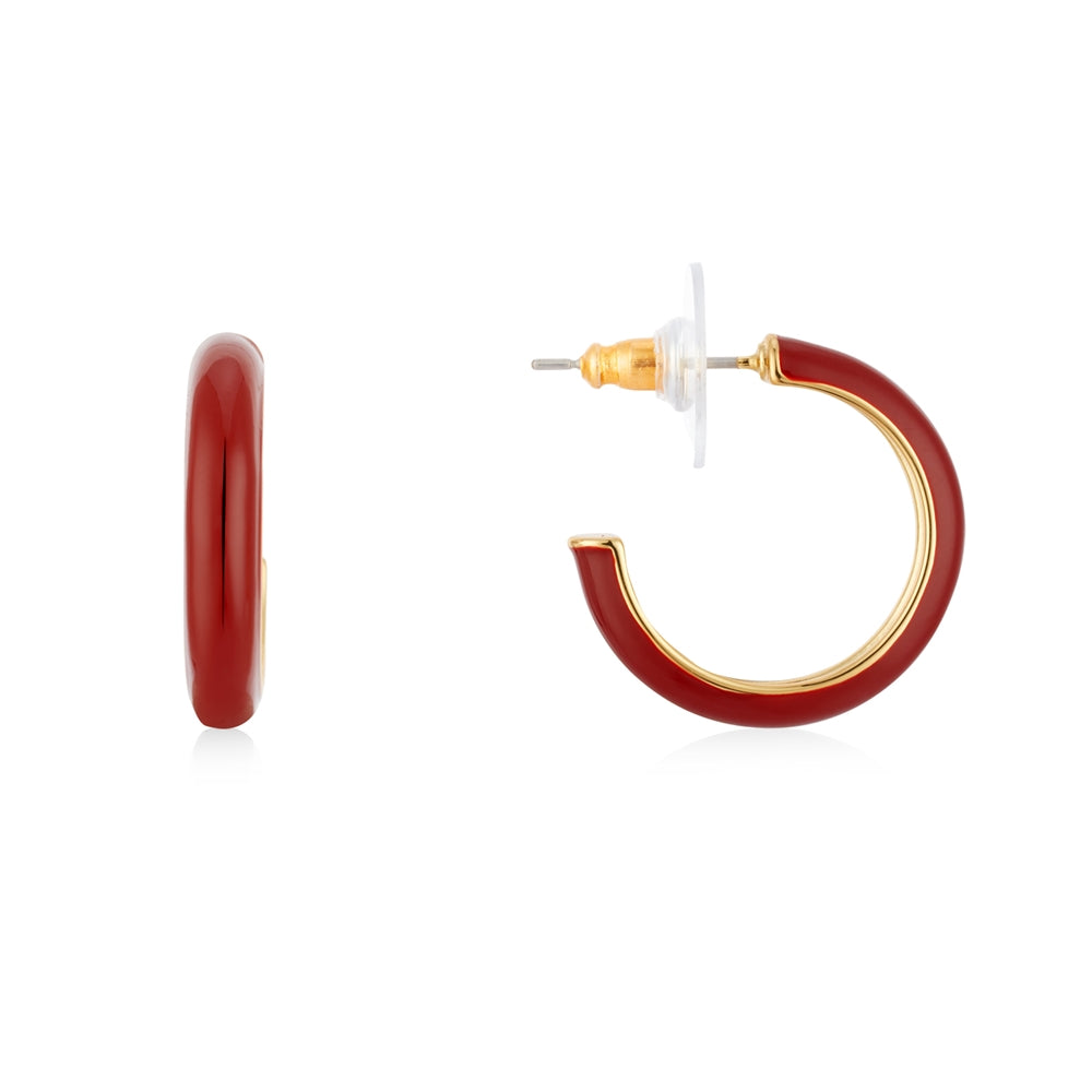 August Woods Gold Red Enamel Earrings