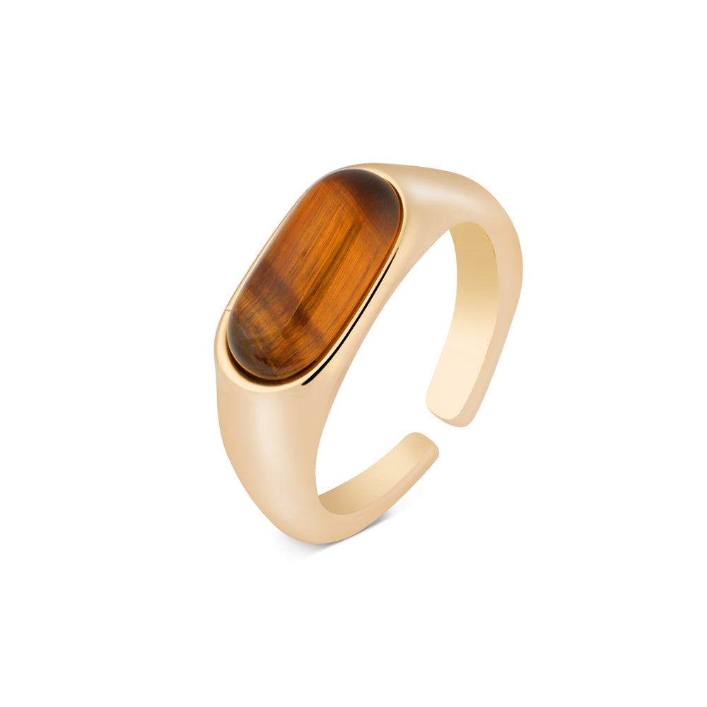 August Woods Gold Tigers Eye Stone Ring Two Pack
