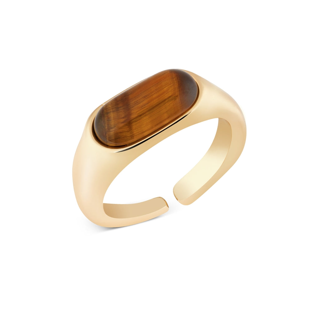 August Woods Gold Tigers Eye Stone Ring Two Pack