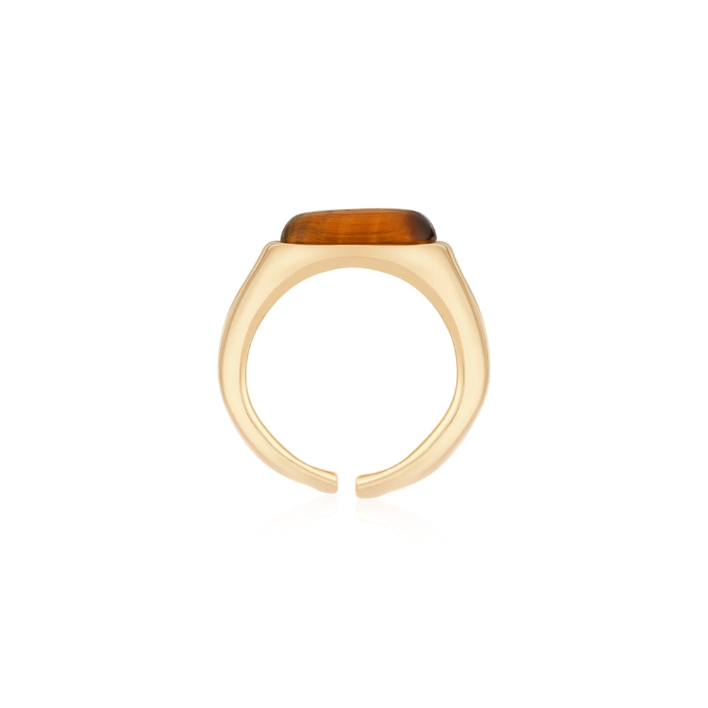 August Woods Gold Tigers Eye Stone Ring Two Pack