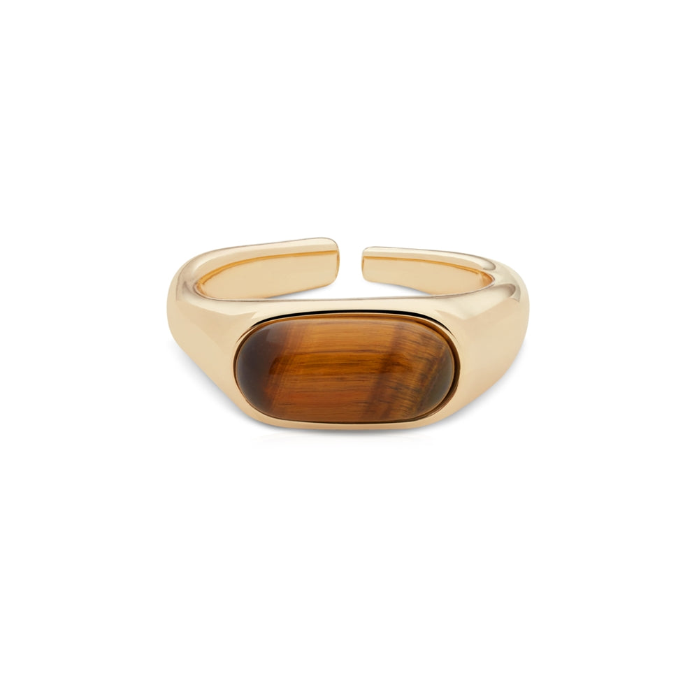 August Woods Gold Tigers Eye Stone Ring Two Pack