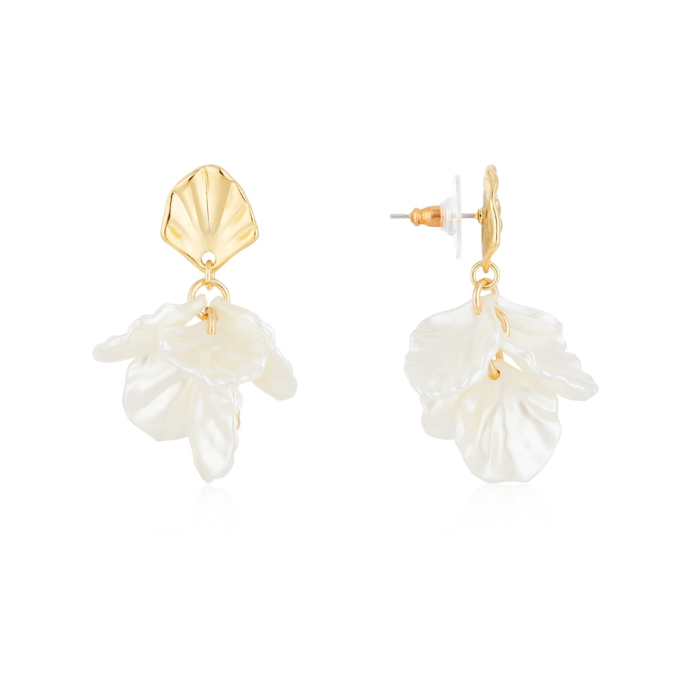 August Woods Gold White Floral Drop Earrings