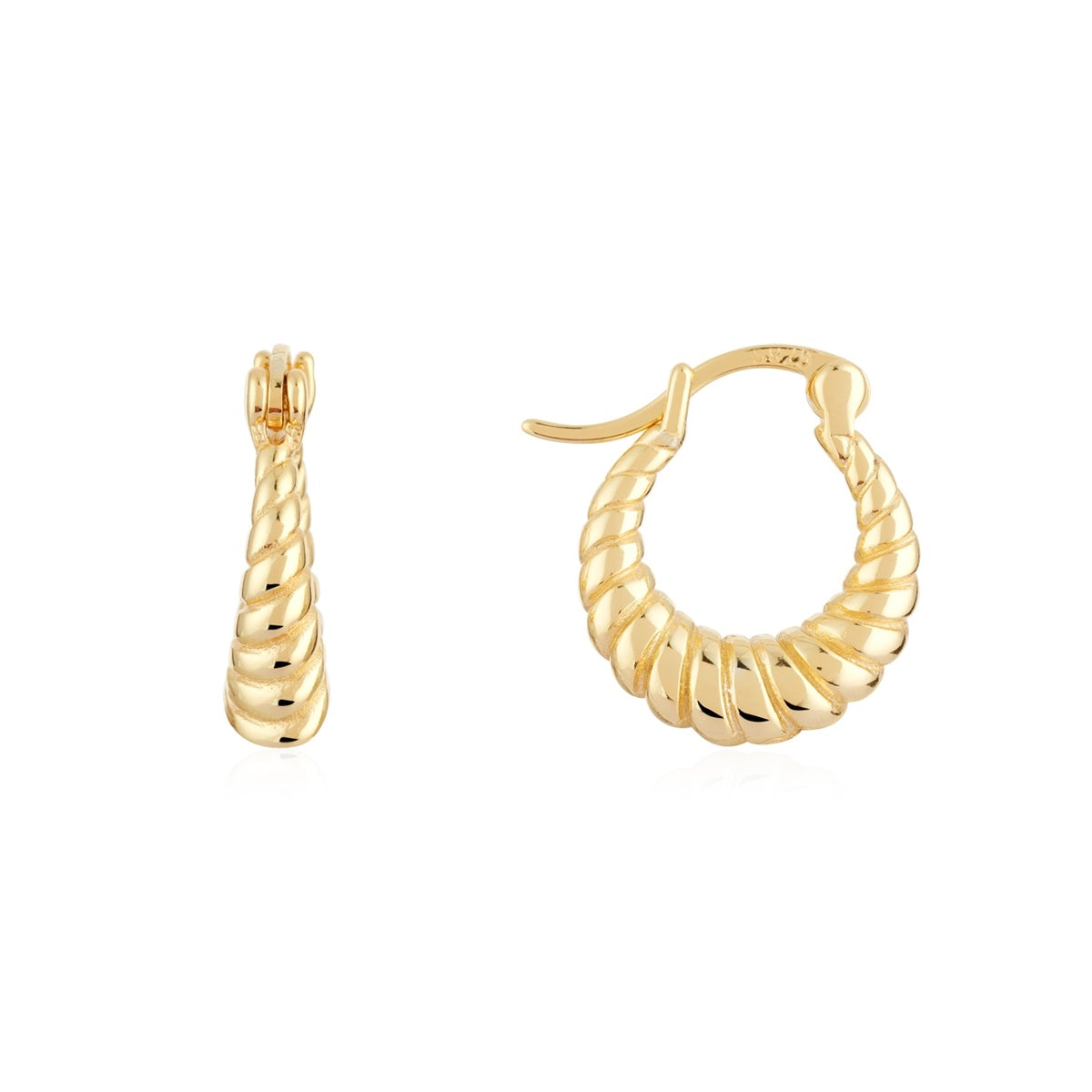 Argento Gold 14k Plated Creole Ridge Hoop Earrings