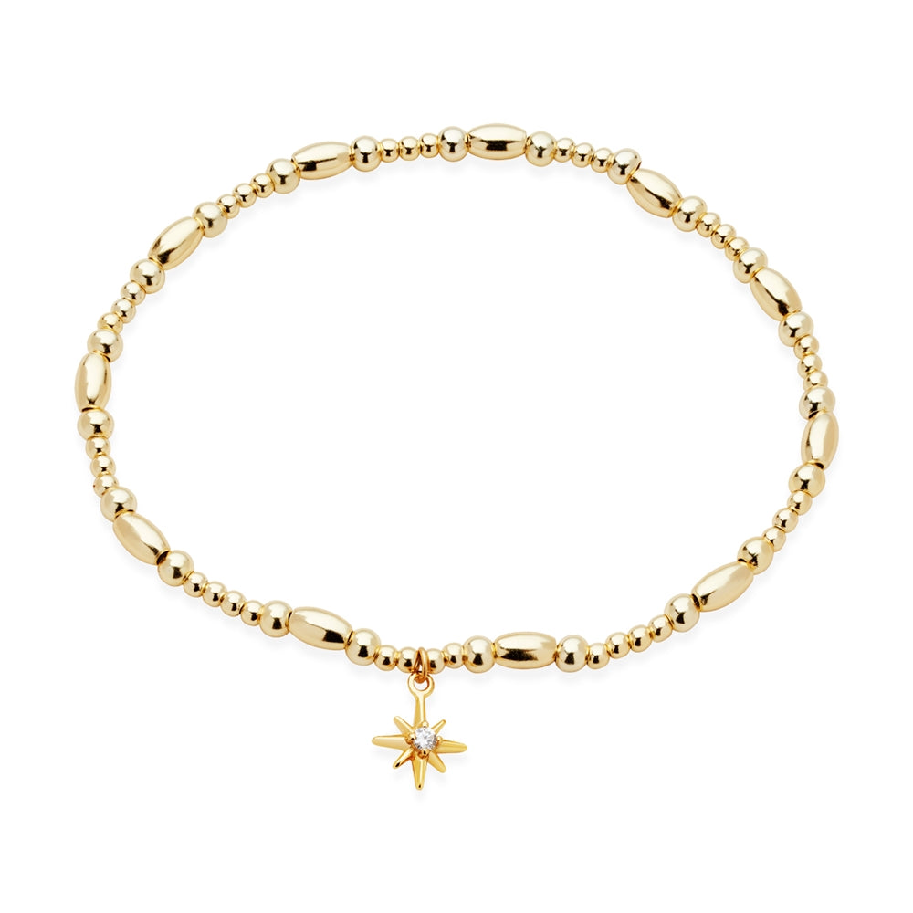 Argento Gold 14k Plated Star Beaded Bracelet