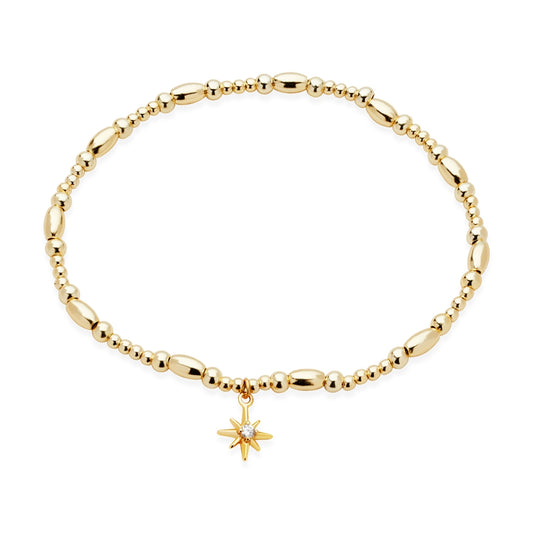 Argento Gold 14k Plated Star Beaded Bracelet