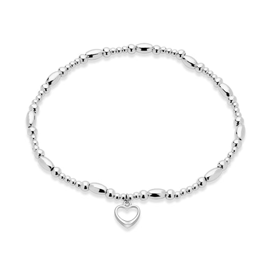 Argento Silver Classic Heart Beaded Bracelet