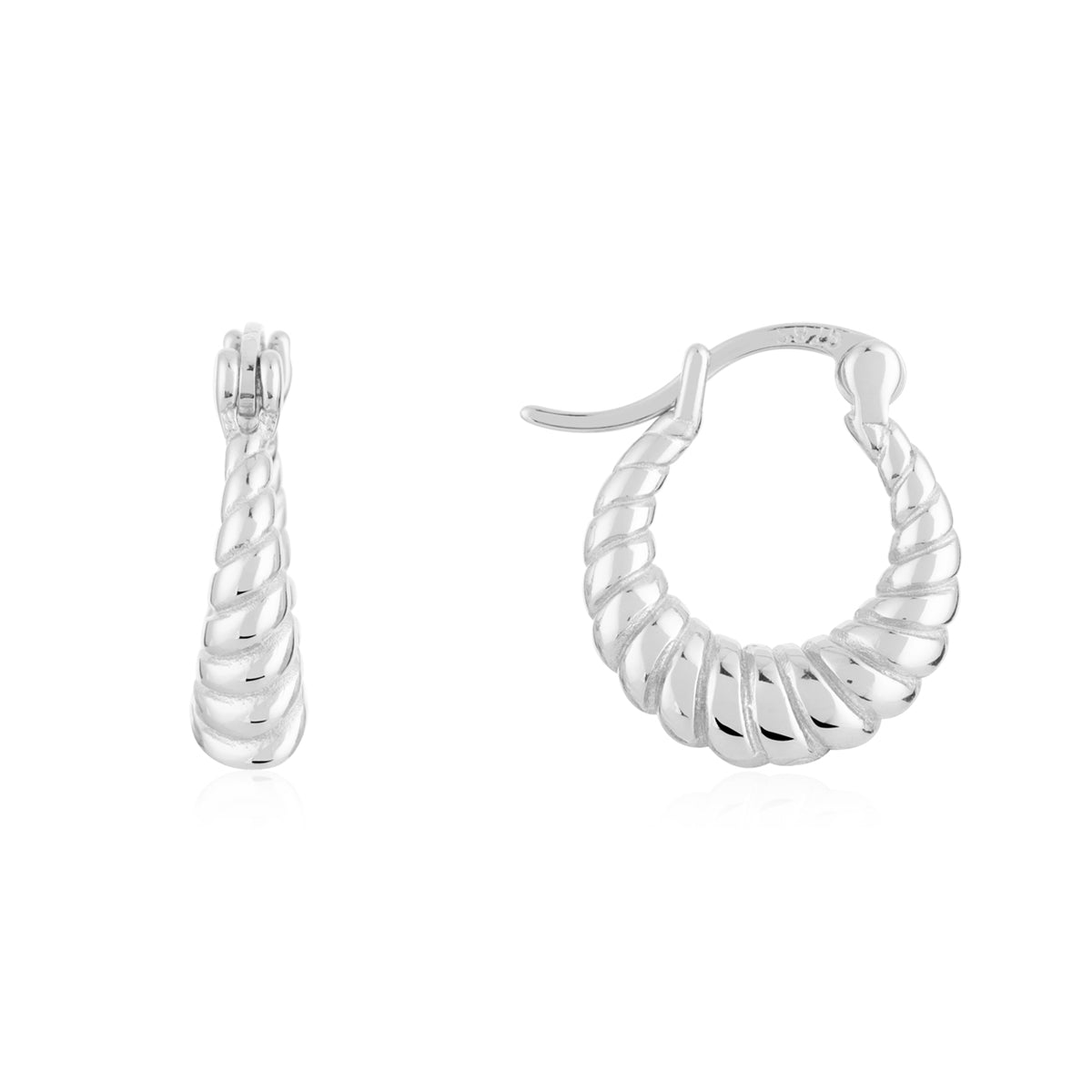 Argento Silver Creole Ridge Hoop Earrings