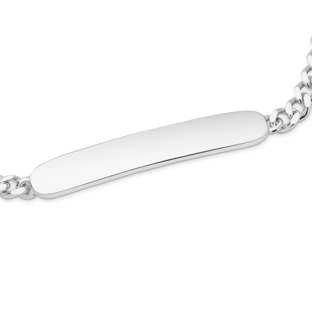 Argento Silver Curb Engrave Bar Bracelet