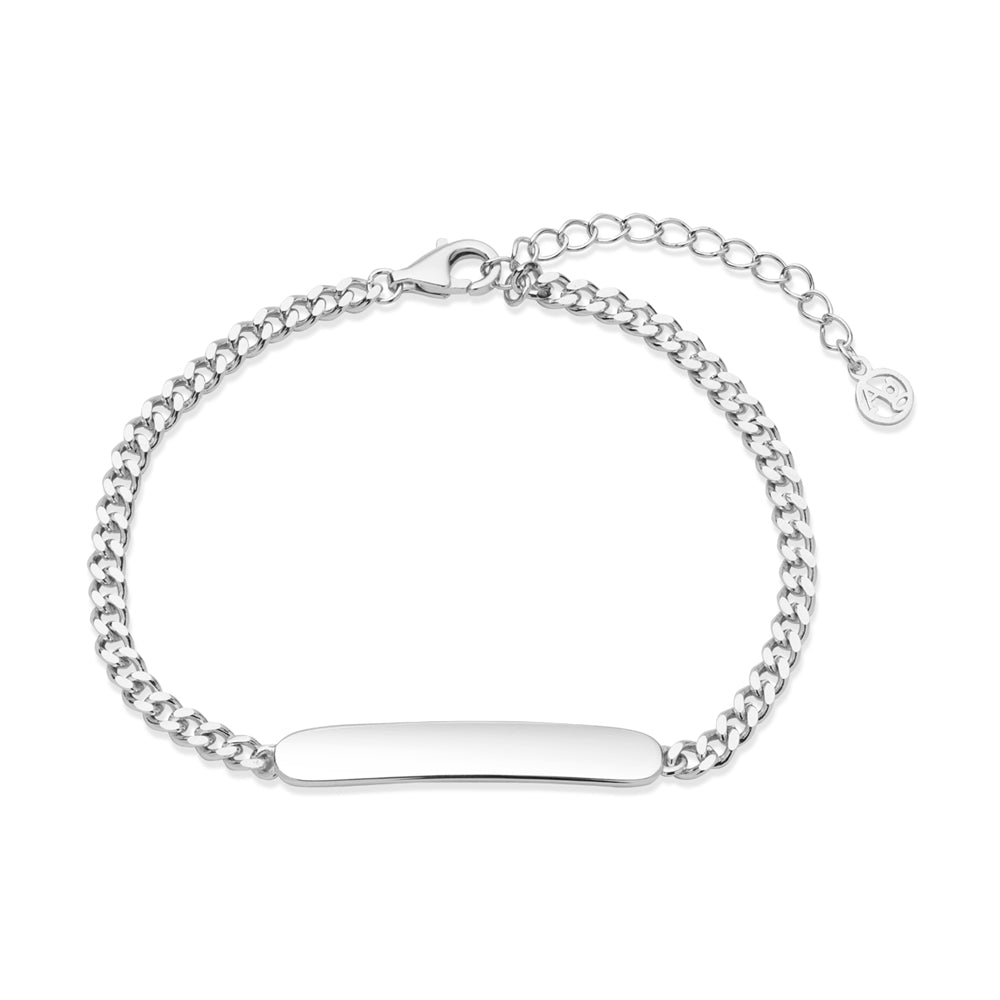 Argento Silver Curb Engrave Bar Bracelet