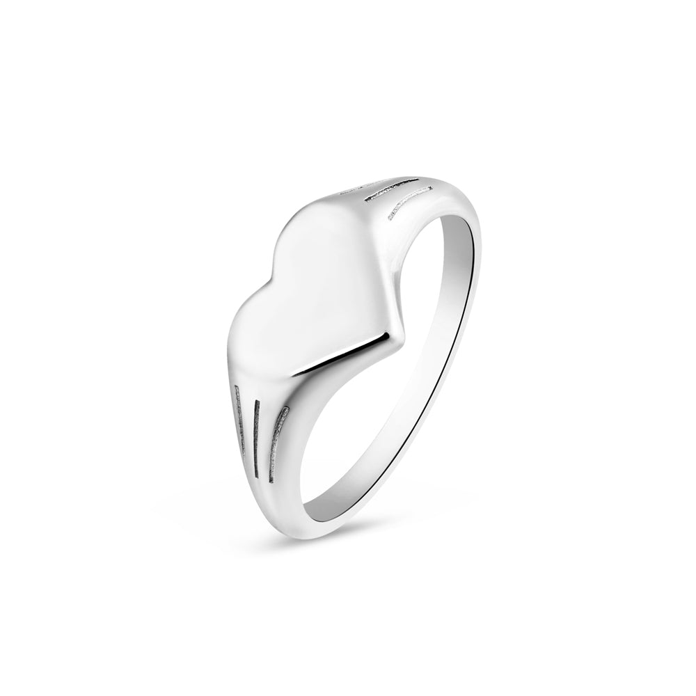 Argento Silver Heart Signet Ring