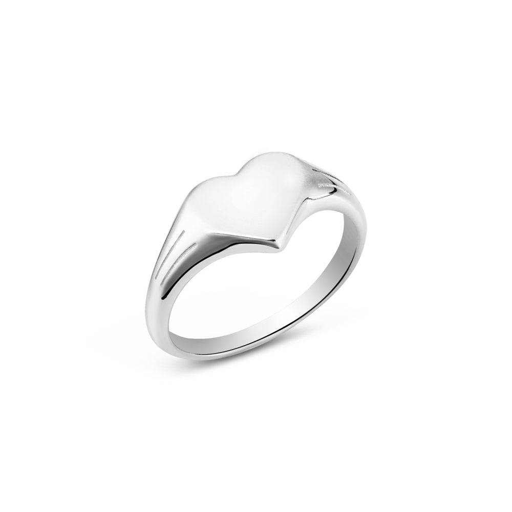 Argento Silver Heart Signet Ring