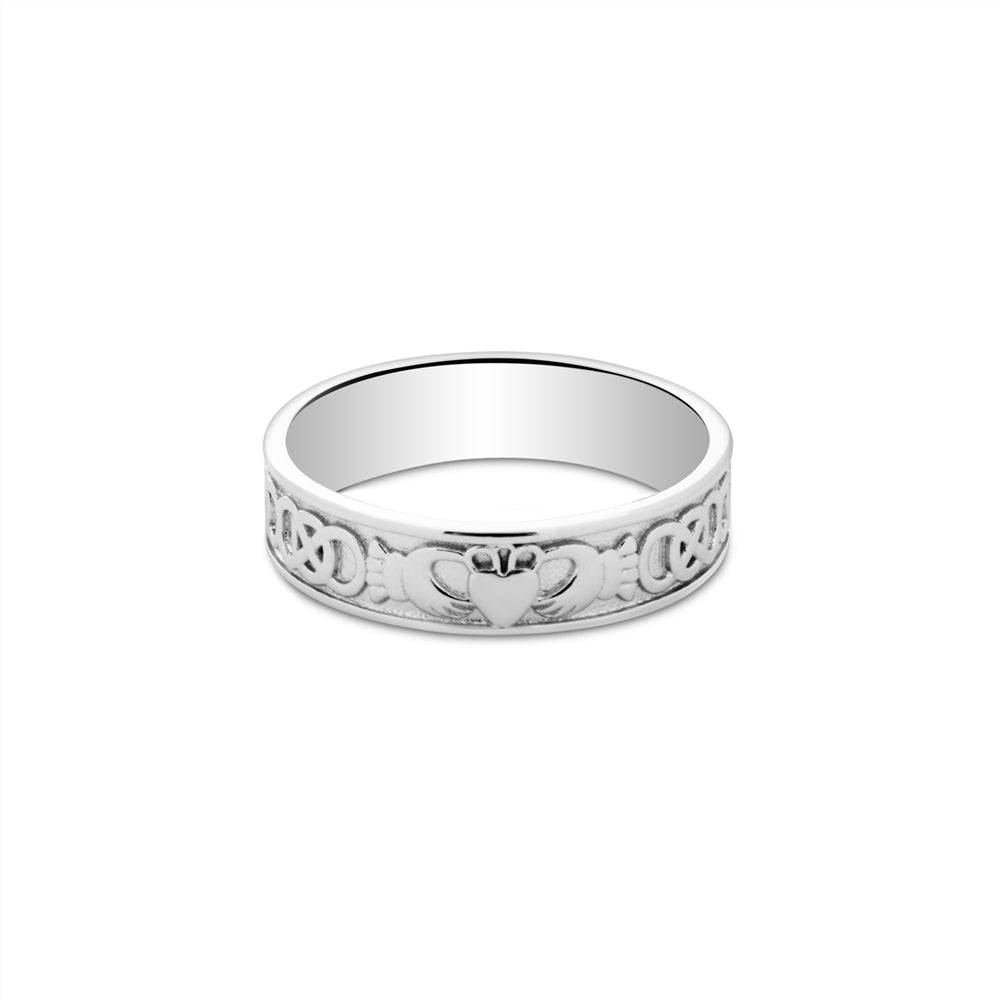 Argento Silver Men's Claddagh Celtic Band Ring