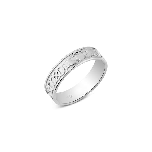 Argento Silver Men's Claddagh Celtic Band Ring