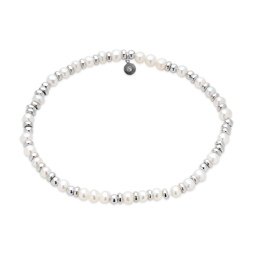 Argento Silver Pearl Beaded Bracelet
