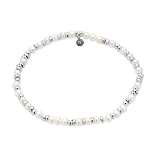 Argento Silver Pearl Beaded Bracelet