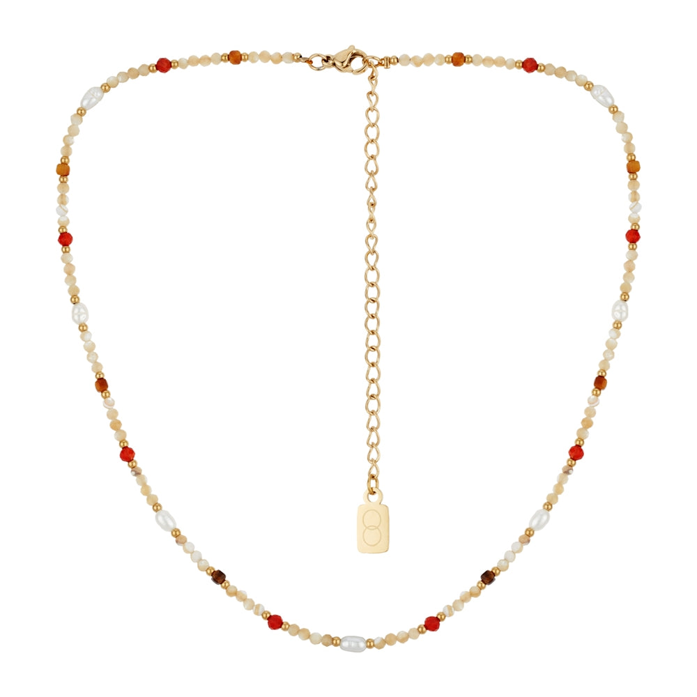Over & Over Gold 14k Stainless Steel Tiger's Eye Beaded Necklace