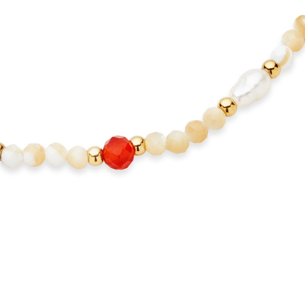 Over & Over Gold 14k Stainless Steel Tiger's Eye Beaded Bracelet