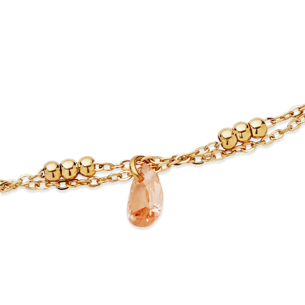 Over & Over Gold 14k Stainless Steel Droplet Beaded Anklet